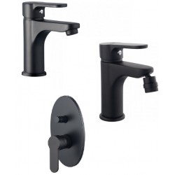 Miscelatori Lavabo + Bidet + Incasso Doccia con Deviatore Modello rica in ottone nero opaco