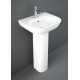 Lavabo con foro per miscelatore + colonna modello Tonique di Rak Ceramics 55x45 cm in ceramica bianco lucido