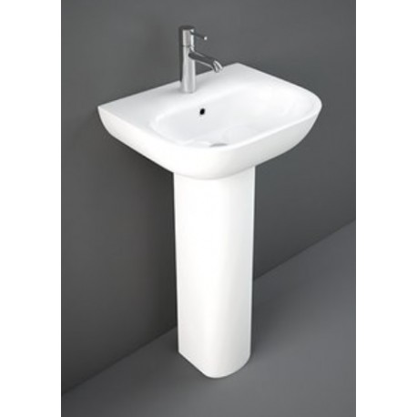 Lavabo con foro per miscelatore + colonna modello Tonique di Rak Ceramics 55x45 cm in ceramica bianco lucido