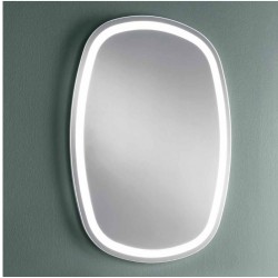 Specchio Ovale irregolare Bagno Su Misura Filo Lucido Retroilluminante led 20W con striscia sabbiata