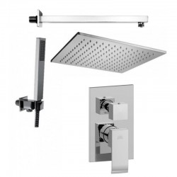 Composizione doccia Paffoni Elle con Soffione Quadro 30x30 cm., miscelatore con deviatore cod. EL 018 e set duplex