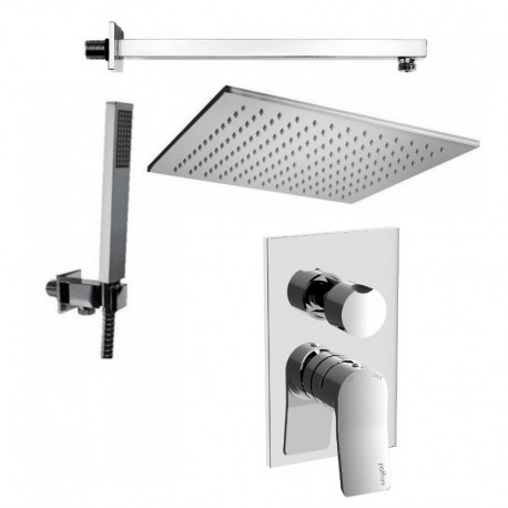 Composizione doccia Paffoni Tilt con Soffione Quadro 30x30 cm., miscelatore con deviatore cod. TI 018 e set duplex