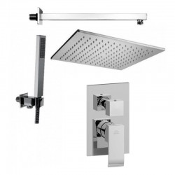 Composizione doccia Paffoni Level con Soffione Quadro 30x30 cm., miscelatore con deviatore cod. LES 018 e set duplex