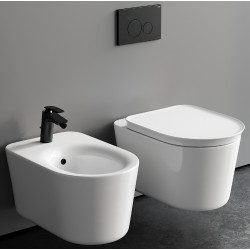 Sanitari sospesi Valet con fissaggio nascosto di Rak Ceramics Vaso con tecnologia rimless + Bidet in Ceramica Bianco Lucido