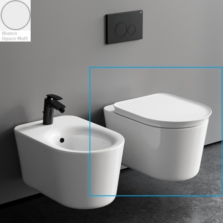 Vaso sospeso con fissaggio nascosto serie Valet di Rak Ceramics con Tecnologia Rimless in ceramica bianco opaco