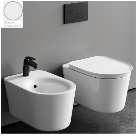 Sanitari sospesi Valet con fissaggio nascosto di Rak Ceramics Vaso con tecnologia rimless + Bidet in Ceramica Bianco opaco