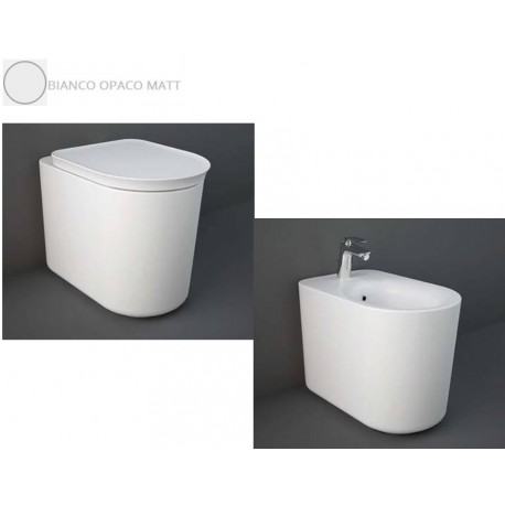 Sanitari Valet con fissaggio nascosto di Rak Ceramics Filomuro Vaso + Bidet in Ceramica Bianco Opaco