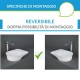 Lavabo d'appoggio da 48 cm con installazione reversibile ripiano a destra o a sinistra senza foro per rubinetto bianco lucido