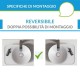 Lavabo d'appoggio da 48 cm installazione reversibile ripiano a destra o a sinistra senza foro per rubinetto bianco opaco MATT