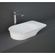 Lavabo d'appoggio da 64 cm con installazione reversibile ripiano a destra o a sinistra senza foro rubinetto bianco opaco matt