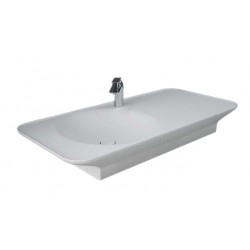 Lavabo sospeso da 112 cm installazione ripiano a destra con foro per rubinetto bianco opaco Matt Valet di Rak Ceramics