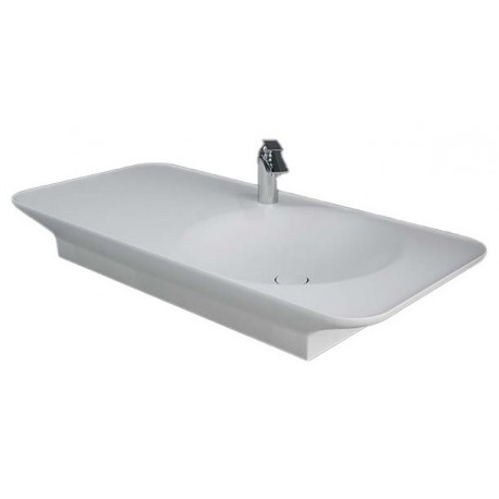 Lavabo sospeso da 112 cm installazione ripiano a sinistra con foro per rubinetto bianco lucido Valet di Rak Ceramics