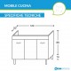 Mobile sottolavello bianco 120x50 + lavello in ceramica 2 vasche con gocciolatoio a destra
