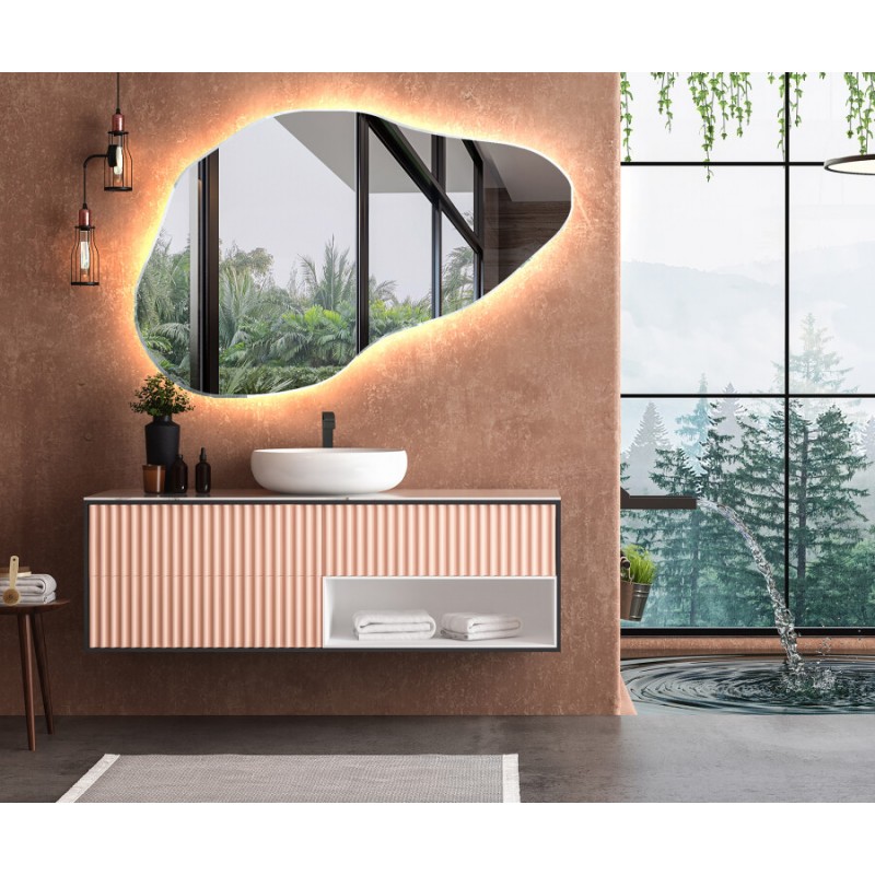 Su Misura Specchio Semicircolare da Bagno Filo Lucido Retroilluminante led  20W art.Ovo1 con pulsante touch integrato - Vendita Online ItaliaBoxDoccia