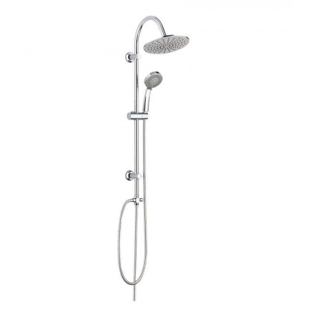 Colonna doccia con deviatore soffione slim in acciaio inox 304 tondo diametro 20 cm e doccetta cromata