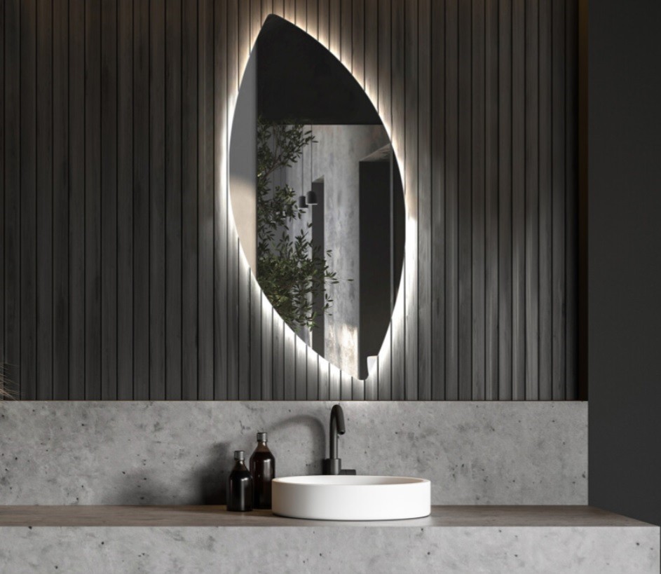 Specchio da Parete Irregolare Senza Cornice con Luce a LED