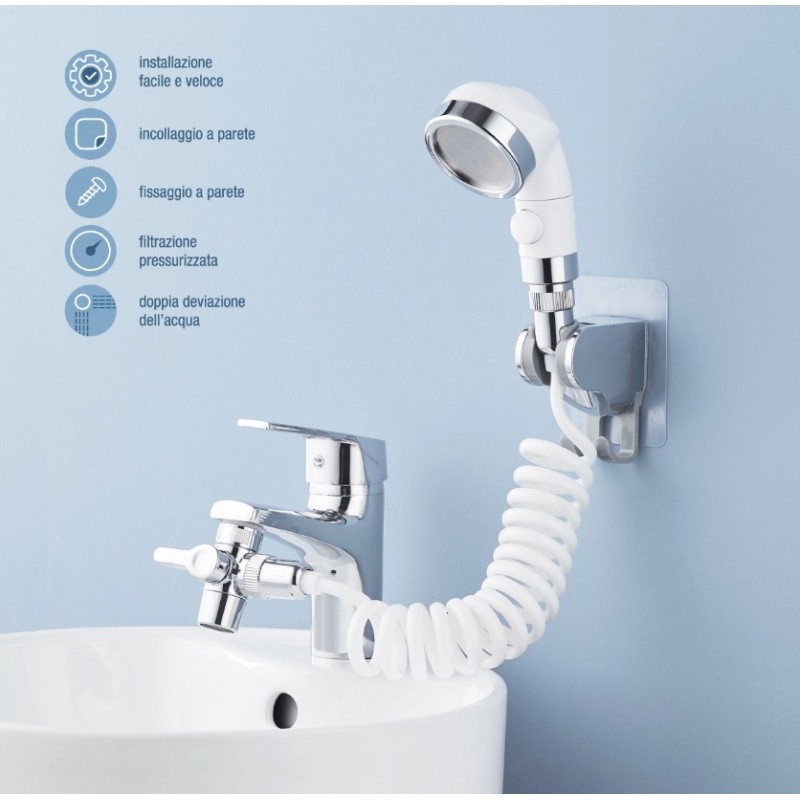 Doccetta per lavabo completa di supporto a muro e tubo flessibile - Vendita  Online ItaliaBoxDoccia