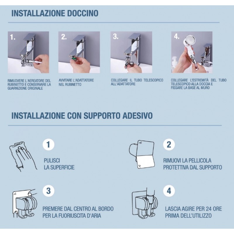 Doccetta Lavabo Con Tubo 1,5 M E Supporto: 3 Getli Per Bagno, Anziani, Animali