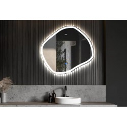 Specchio Irregolare da Bagno Filo Lucido con fascia sabbiata Retroilluminante led 20W art.4318 + pulsante touch integrato