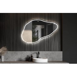 Su Misura Specchio Irregolare da Bagno Filo Lucido con fascia sabbiata Retroilluminante led 20W art. spe7313