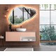 Specchio Irregolare da Bagno Filo Lucido con fascia sabbiata Retroilluminante led 20W art.5318 + pulsante touch integrato