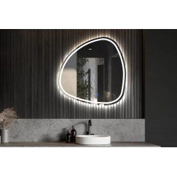 Specchio Irregolare da Bagno Filo Lucido con fascia sabbiata Retroilluminante led 20W art.6318 + pulsante touch integrato