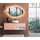 Specchio Irregolare da Bagno Filo Lucido con fascia sabbiata Retroilluminante led 20W art.7318 + pulsante touch integrato