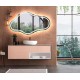 Specchio Irregolare da Bagno Filo Lucido con fascia sabbiata Retroilluminante led 20W art.8318 + pulsante touch integrato