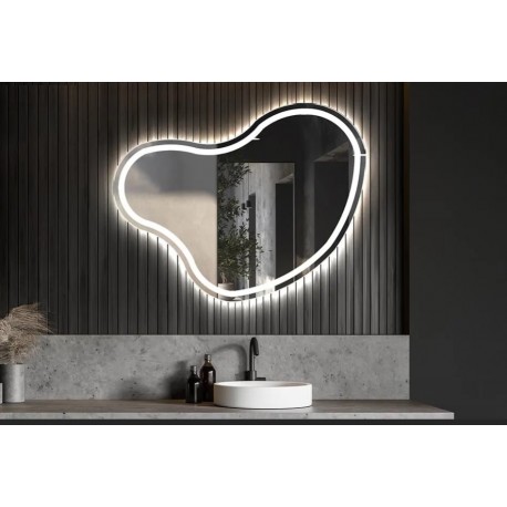 Su Misura Specchio Irregolare da Bagno Filo Lucido con fascia sabbiata Retroilluminante led 20W art. spe9613