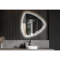 Specchio Irregolare da Bagno Filo Lucido con fascia sabbiata Retroilluminante led 20W art.9618 + pulsante touch integrato