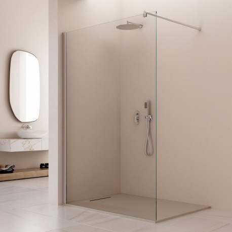 Parete Walk-in 147,3 cm. con Profilo Cromo Lucido Cristallo Trasparente 6 mm Trattamento Anticalcare Altezza 200 cm.