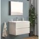 Mobile Bagno Sospeso da 80 cm Rovere Grigio Completo di Lampada e Specchio mod. Easy