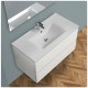 Mobile Bagno Sospeso da 80 cm rovere bianco Completo di Lampada e Specchio mod. Easy