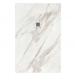 Piatto doccia 70x160 H. 3 cm. in Pietra Sintetica Bianco con Superficie Effetto Ardesia finitura calacatta