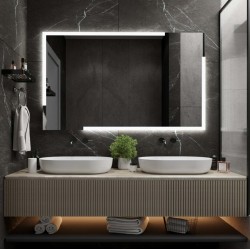 Su Misura Specchio da Bagno Filo Lucido con disegno sabbiato Retroilluminato a led 20W art. spe105 montaggio reversibile