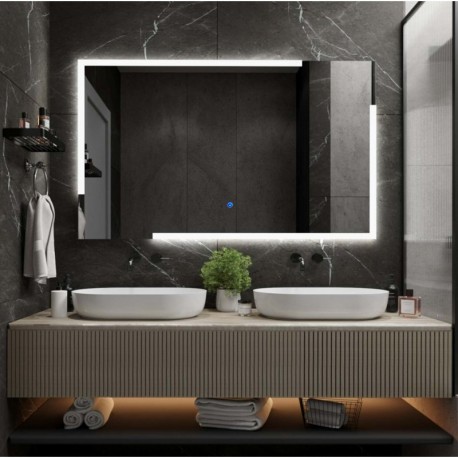 Su Misura Specchio Bagno Filo Lucido Retroilluminato led 20W art.321 con pulsante touch integrato montaggio reversibile