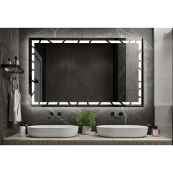 Su Misura Specchio da Bagno Filo Lucido con disegno sabbiato Retroilluminato a led 20W art. spe196