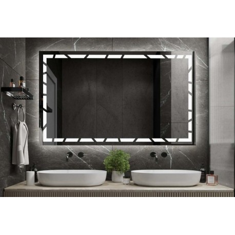 Su Misura Specchio da Bagno Filo Lucido con disegno sabbiato Retroilluminato a led 20W art. spe196