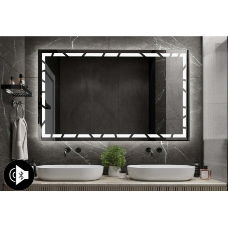 Specchio Bagno con Altoparlante Bluetooth e Disegno Sabbiato Retroilluminato led 20W art. spe3