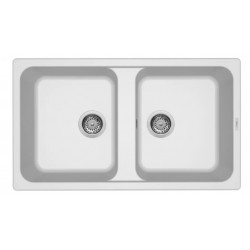 Lavello cucina da incasso 86x50 in Granitek bianco a doppia vasca LIFE450B di Elleci