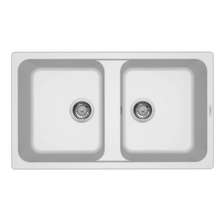 Lavello cucina da incasso 86x50 in Granitek bianco a doppia vasca LIFE450B di Elleci