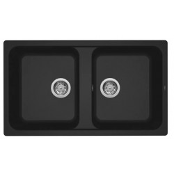 Lavello cucina da incasso 86x50 in Granitek nero a doppia vasca LIFE450N di Elleci