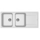 Lavello cucina da incasso in Granitek bianco a 2 vasche con gocciolatoio LIFE500B di Elleci montaggio reversibile