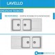 Lavello cucina da incasso in Granitek bianco a 2 vasche con gocciolatoio LIFE500B di Elleci montaggio reversibile