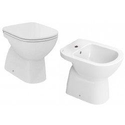 Sanitari a terra Gemma 2 di dolomite in ceramica bianca wc con scarico a pavimento + bidet