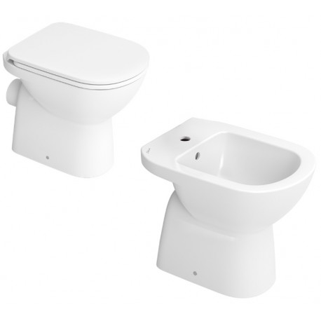 Sanitari a terra Gemma 2 di dolomite in ceramica bianca wc con scarico a parete + bidet