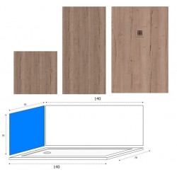 Piatto Doccia 70x140 h.3 cm. in pietra sintetica + nr. 2 Pannelli in policarbonato finitura rovere per sostituzione vasca