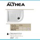 Piatto doccia althea asimmetrico ad angolo destro serie ito ceramica bianco 72x90 cm h 5,5 cm con  piletta ø 90 mm