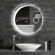 Specchio Bagno Tondo Filo Lucido con disegno sabbiato Retroilluminante led 20W art. speOV2 Incluso Specchietto Cosmetico 3X