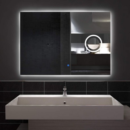 Su Misura Specchio da Bagno Filo Lucido Retroilluminante led 20W con integrato specchietto cosmetico 20x  art. spec06 